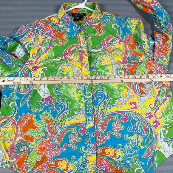 VTG Lauren Ralph Lauren Shirt Womens 1X Paisley Eclectic Minimalist Y2K Preppy - Picture 6 of 9